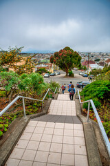 San Francisco, USA - August 5, 2017: Golden Gate Heights on a cloudy morning
