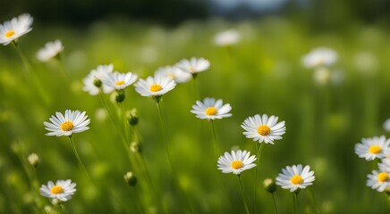 Beautiful spring flowers on a blurred green background