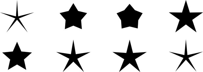 Simple star vector shapes, starburst silhouette traditional stars, clip art illsutration set, isolated