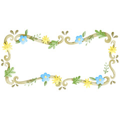 A frame with pastel colorful flowers and plants climbing on it. bubble word png clipart for decoration. flower sign.