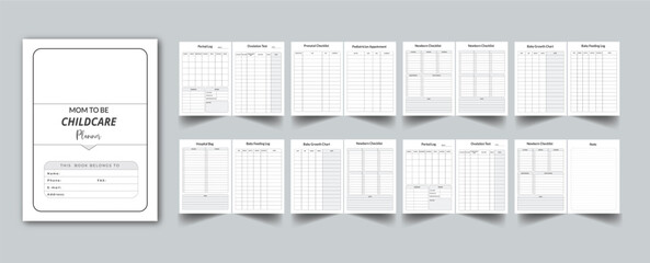 Editable Childcare Planner Kdp Interior printable template Design.