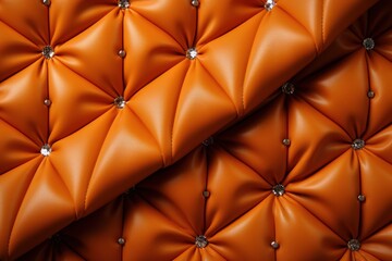  a close up view of an orange leather upholstered upholstered upholstered upholstered upholstered upholstered upholstered upholstered upholstered upholstered up.