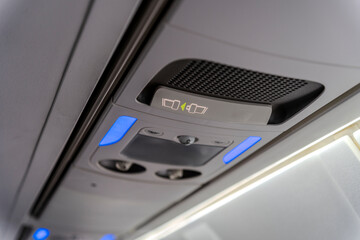 The interior of an airplane.