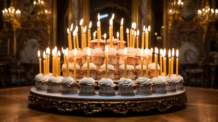32 candles on B-day cake in Versailles