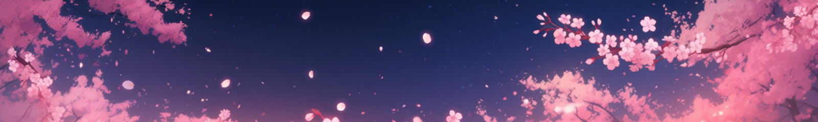 Fototapeta premium 幻想的な夜空に浮かぶ桜の花 Generative AI