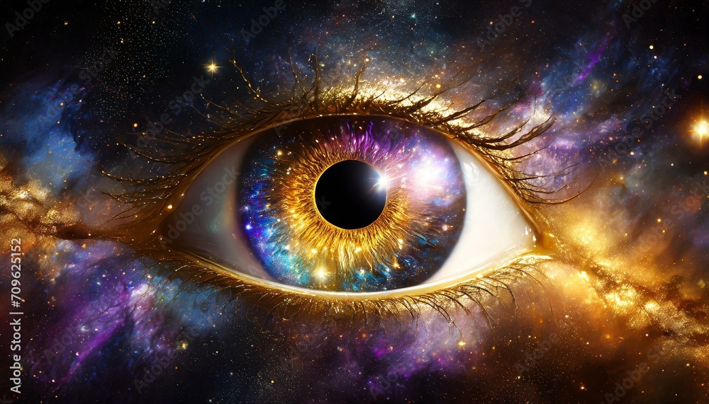 Canvas Prints eye with galaxy in the iris and universe in the background