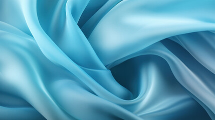 Obraz premium Luxurious blue satin fabric flows elegantly, perfect for a backdrop with a sense of depth and movement.
