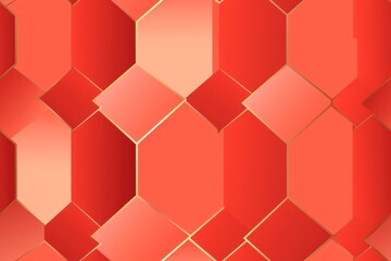  a close up of a red background with a pattern of cubes in the shape of hexagons.