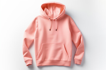 peach colored hoodie isolated on white background - obrazy, fototapety, plakaty