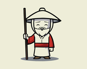 illustration of a man with hat and cane