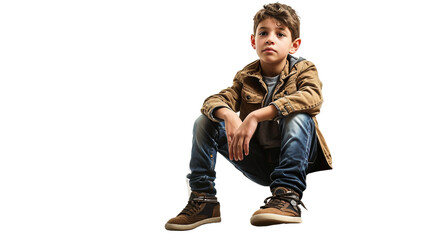 Youngster Seated on USA Steps on a transparent background, Generative Ai - Powered by Adobe