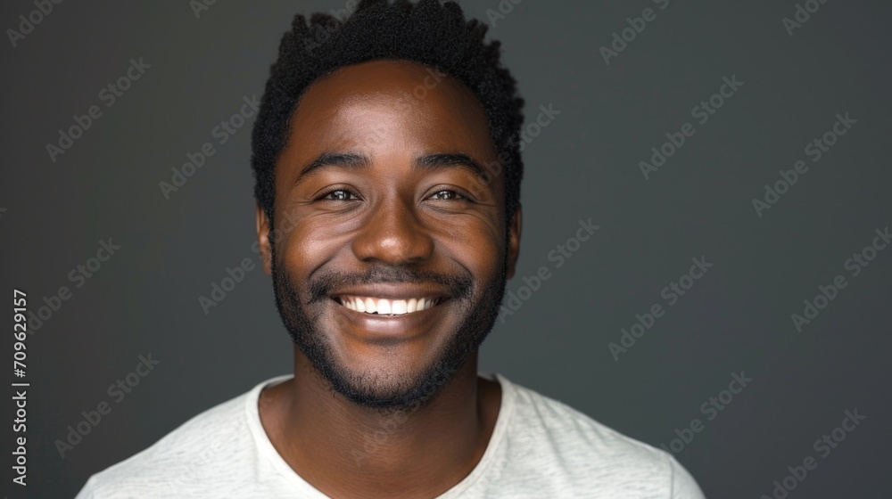 Aufkleber A man with a beard smiles at the camera. Suitable for various uses