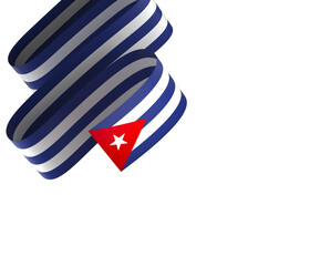 Cuba flag element design national independence day banner ribbon png
