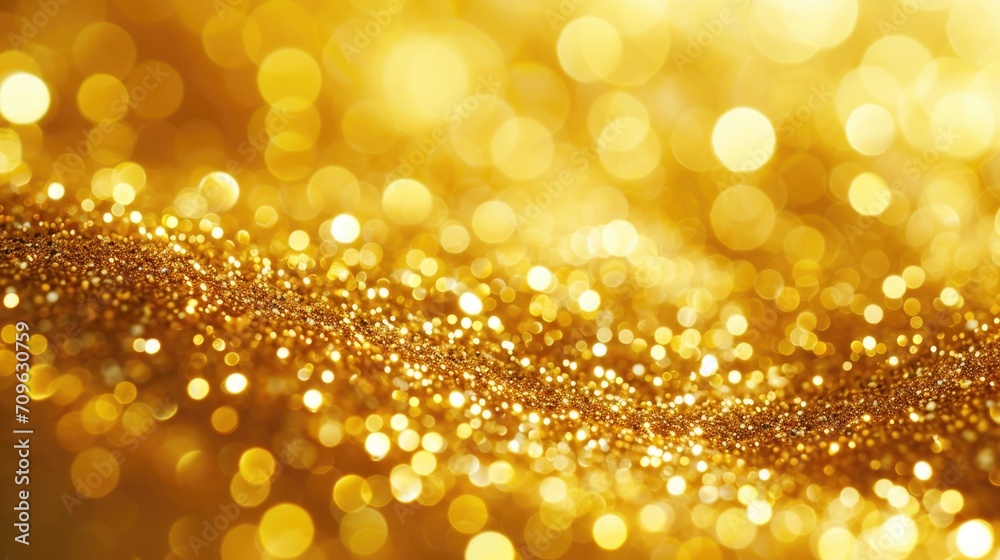 Poster A close-up view of a shiny gold background. Perfect for adding a touch of elegance and luxury to any design or project