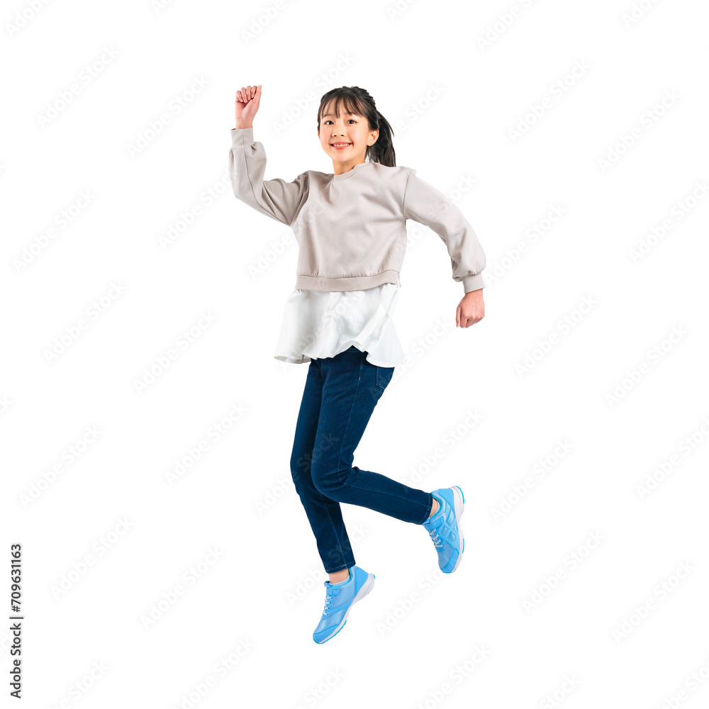Aufkleber ジャンプする女の子の全身写真　手作業で精密に切り抜いた背景透過写真png