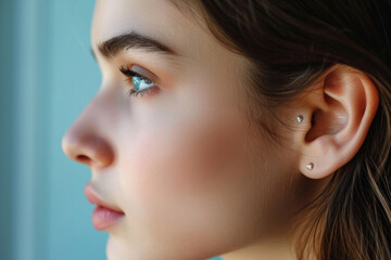 Stunning Closeup Of Elegant Womans Ear, Highlighting Her Perfect Profile