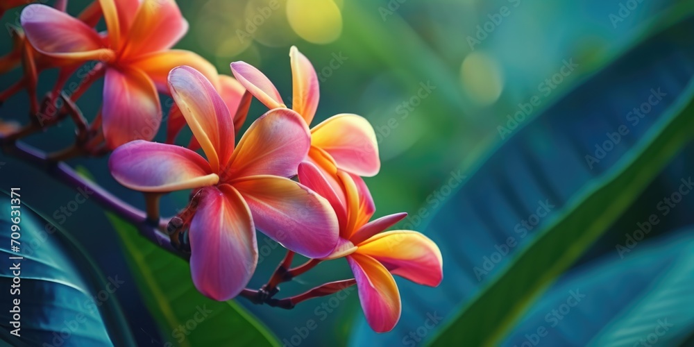 Poster a close-up view of a bunch of flowers growing on a tree. this vibrant image captures the beauty of n