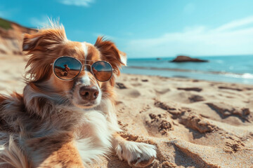 Chic Canine Enjoying A Sunny Beach And Embracing The Summertime Ambiance