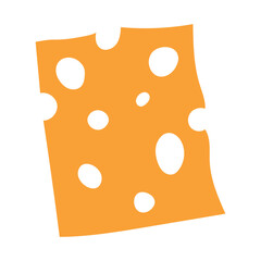 Cheese with holes, sliced cheese. Simple isolated element for your design