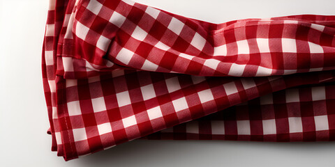 Fototapeta na wymiar Classic Red and White Checkered Napkin: A Timeless Touch for Your Table
