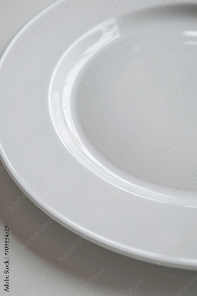 Poster A detailed view of a plate resting on a table. This versatile image can be used in various contexts