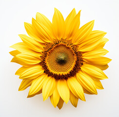 Sunflower, isolated and background, closeup, in the style of shaped canvas, fisheye lens, colorized, iconic, dansaekhwa, large canvas format, white background

