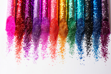 Set of colorful cosmetic smears for skin care, Makeup texture. color glitter smear of paint, nail polish, face mask on white background isolated. Cosmetic products. manicure and makeup on white 