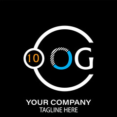 Obraz premium OG Letter Logo design. black background. OG Letter Logo Circular Concept.