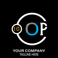 Obraz premium OP Letter Logo design. black background. OP Letter Logo Circular Concept.