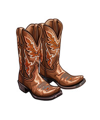 Vintage Cowboy Boot PNG Illustrations