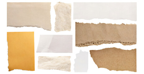 collection of torn plain cardboard paper 