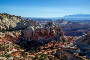 Canyon landscape with rocky sandstone formations