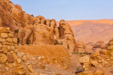 Al Beidha ruins of a prehistoric settlement in Middle East, located near Little Petra Siq al-Barid, Jordan