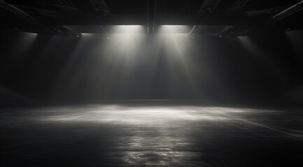 Stage spotlight with stage podium and light effects - obrazy, fototapety, plakaty