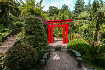 red gate in garden