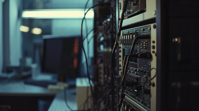 A room filled with various computer equipment. Ideal for illustrating technology, data centers, or IT infrastructure.