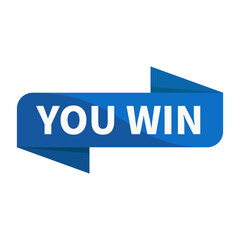 You Win Blue Ribbon Rectangle Shape For Victory Information Announcement Business Marketing Social Media
