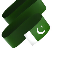 Pakistan flag element design national independence day banner ribbon png
