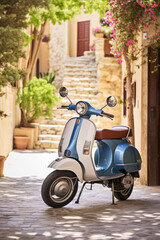 Porto Cervo, Italy - august 18, 2017: Piaggio Vespa vintage sprint motor