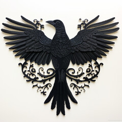 black crow applique white background created with Generative Ai