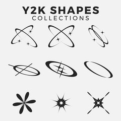 All pro vector y2k style in Retro futuristic y2k shapes elements. Abstract graphic geometric symbols and objects in y2k style 