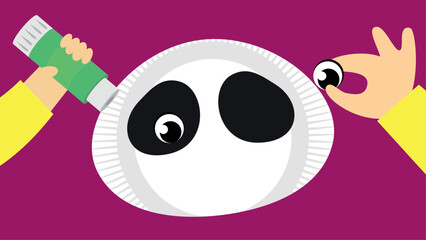 Illustration vector graphic cartoon character of cute panda with big eyes. © Volodymyr