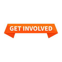 Get Involved Orange Rectangle Ribbon Shape For Participation Promotion Business Marketing Social Media Information Announcement
