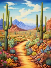 Majestic Desert Landscapes: Adorn Your Wall With Cacti and Dunes Wall Art