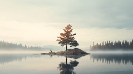 AI: Serene and minimalist nature scene