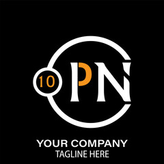 PN Letter Logo design. black background. PN Letter Logo Circular Concept.