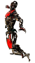 3D Rendering Male Robot on White