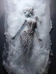 Ice Sculptures Wall Art: Frozen Figures Immersed in Arctic Elegance