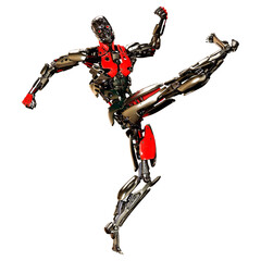 3D Rendering Male Robot on White