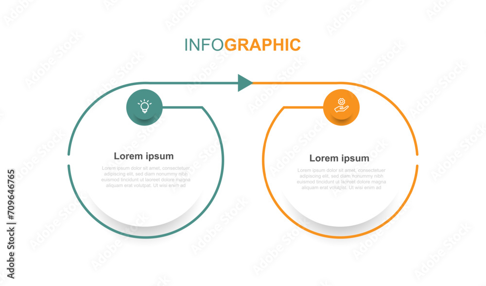 Poster 2 step process infographic template vector element with icons suitable for web presentation and business information 